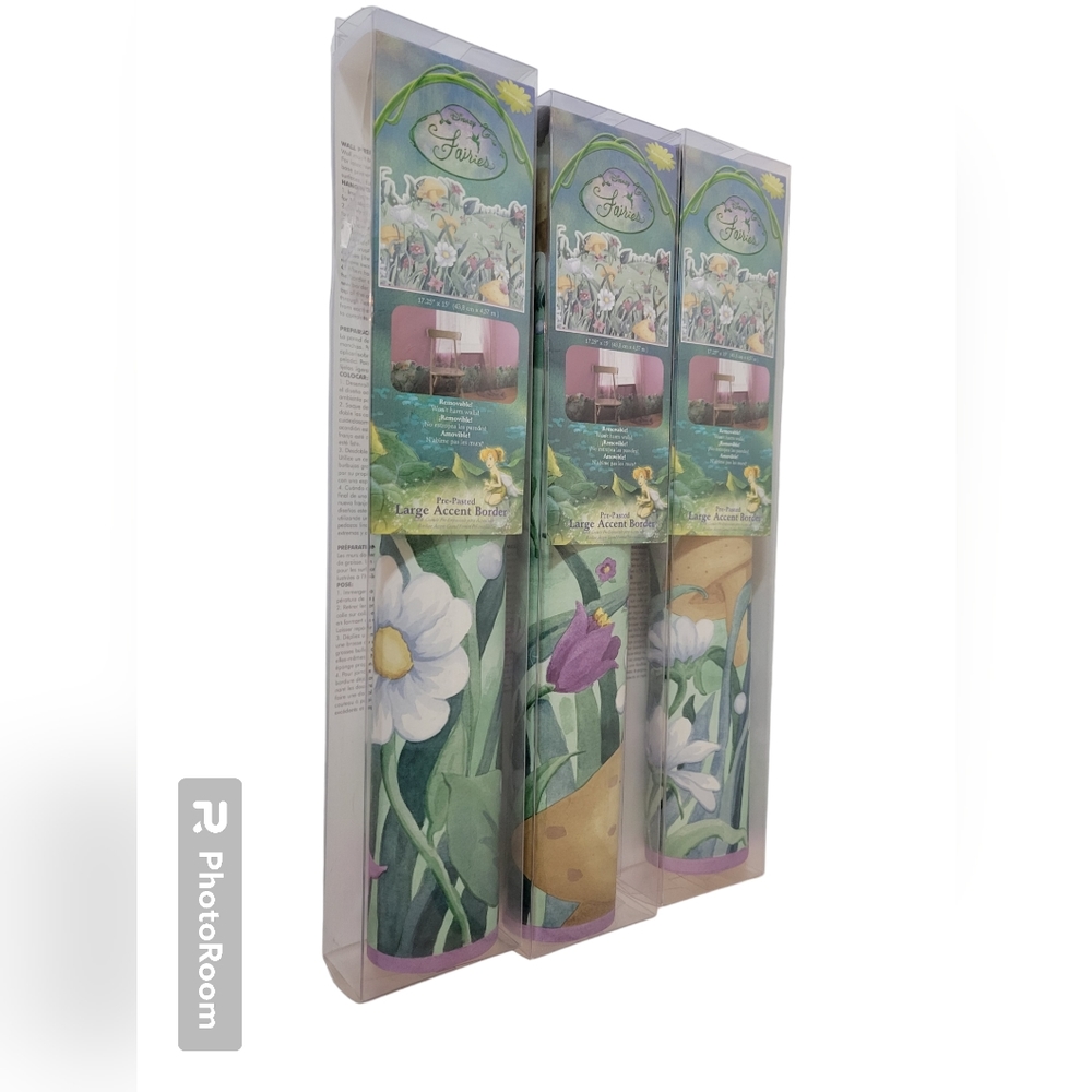 Disney Fairies Pre Pasted Large Borders Flowers Mushrooms Pastel